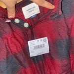 American Eagle NWT  Flannel Plaid Pajamas / Lounge Romper in Burgundy/Charcoal Size M Photo 2