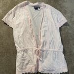 Sonoma  Shirt Womens XL Lace Trim Light Pink The Front Cinched Blouse Lagenlook Photo 0