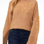 CeCe  Tan Knit Sweater Floral Detailing Photo 0