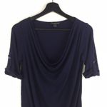 Forever 21 Cowl Neck Casual Top Short Sleeve Navy Blue Size S Photo 2