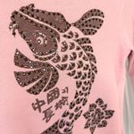 RARE Great China Wall Rhinestone Koi Fish Top Mauve Y2K Thermal XXS/XS Pink Photo 5