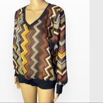 Missoni For Target Brown Chiffon Blouse Top Chevron Photo 4