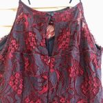 Francesca’s Blue Red Floral Lace Women’s Sleeveless Dress Size Large Photo 4