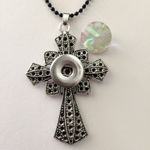 Cross Chunk Button Tibetan silver Pendant Necklace - White Photo 3