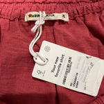 Marine layer Christiana Knit Long Sleeve Shirred Cotton Top Berry Peplum Peasant Photo 7