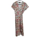 ALY DALY Women's Floral Print Wrap Midi Dress Short Sleeve Summer Spring‎ Sz SM White Photo 1