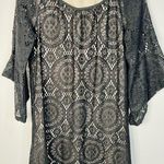 Tacera Black Lace with Nude Lining 3/4 Sleeve Dress Effortless Elegance Size S Photo 2