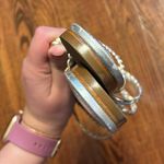 Larroude Ibiza Flat Sandal in Braided Metallic Silver Leather Size 8 Photo 4