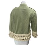 ZARA  Green Crochet Fringe Trim Button Front Pockets Long Sleeve Jacket Size XS Photo 1