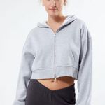 PacSun Double Full Zip Cropped Hoodie Gray Size S Athleisure Lounge Lazy Days Photo 0
