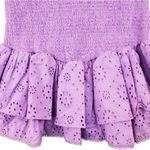 Likely  NEW Tayaisha Smocked Cotton Eyelet Violet Mini Dress Sz 8 Photo 11