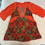 Free People Tallula Poppy Orange Deep-V Mixed Floral Boho Dress Size S Photo 12