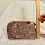 Burberry NWOT  Bridle Sequined Large Pouch, Metallic Pink/Check, Small Defect Photo 10