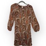Michael Kors Michael  Brown Paisley Boho Long Sleeve Shift Dress S Photo 0