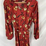 West Kei  Floral Tie Waist Midi Dress in Rust Size Medium Photo 2
