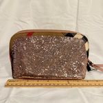 Burberry NWOT  Bridle Sequined Large Pouch, Metallic Pink/Check, Small Defect Photo 9