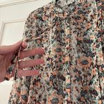 Ulla Johnson Edith Blouse Gardenia Floral Metallic Silk Button Front Bow Size 6 Photo 4