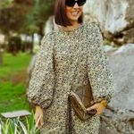 H&M NWT  Black Yellow floral
Voluminous Balloon Sleeve A Line Dress. Photo 11