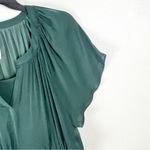 Soma  Green Crinkle Satin Flutter Sleeves Side Pockets Built In Bra Dress Size XL Photo 6