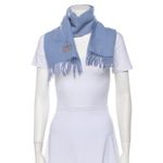 Vivienne Westwood Light Sky Blue Wool Scarf Orb Logo and Fringe Muffler Scarf Photo 1