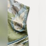 ZARA  COLLECTION PRINT ASYMMETRIC ONE SHOULDER LONG SLEEVE LINEN DRESS GREEN  NEW Photo 12