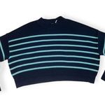 Free People Womens Blue Stripe Easy Street Cropped Sweater Photo 2