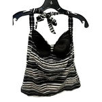 Soma NWT  Women's Black & White Striped Sleeveless Tie Neck Tankini Top Size L Photo 1
