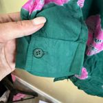 Elan Sand Dollar Teal Pink Button Up Tunic Shirt Womens XS Rayon Roll Tab Sleeve Photo 5
