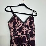 Lulus NEW Alluring Dream Dark Purple Floral Mesh Lace Trumpet Midi Dress Photo 5