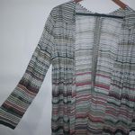 Rachel Zoe Nic & Zoe M Oversized Knit Earth Colors Striped Open Cardigan Duster Top Photo 2