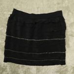 BCBG Max Azria Women's Black Silk Chiffon Ruffle Beaded Mini Skirt size XS NWT Photo 4