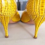 Casadei  Yellow Animal Print Peep Toe Heels Photo 4
