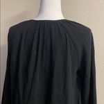 Quince  Black Crinkle Cotton Blouse | Long Sleeve | Size M Photo 6