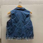 Y2K Denim Vest Button Up Embroidered Flower Top Blue Size M Photo 3