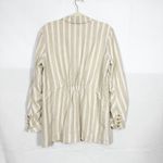 Free People Fern Oversized Linen Blazer Dusty Beige Tan Stripe Coastal Boho Photo 3