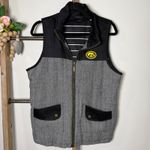 Iowa Hawkeyes Vest Women Black Gray Herringbone Quilted Logo Full Zip Size Large Photo 1