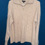 J.Crew Cream Half-Zip Cable Knit Sweater (Merino Wool/Alpaca Blend) – Small Photo 0