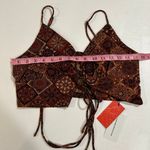 Cider  Boho Patchwork Lace-Up Crop Top Brown Rust Size L NWT Photo 4