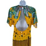 Farm Rio  Women's Dress Hand‎ Block Printed Yellow Boho Tropical Resort Medium Photo 4