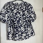 JODIFL  Navy and White Ruffled Bib Collar Blouse Size M Photo 2