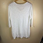 J.Jill  White Linen Cotton Blend V Neck 3/4 Sleeve Tunic Sweater Top Med Office Photo 5