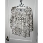 Chico's  Lightweight Beige Knit Cotton Blend Zebra Ruffle Lightweight Top Size LG Photo 1