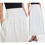 Madewell  | NWT Smocked-Waist Poplin Midi Skirt in white | Sz XL Photo 0