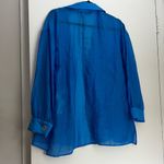 ZARA NWT  Royal Blue Long Sleeve Button Down Shirt Photo 2