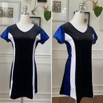 Vintage 90s 5*7*9 Colorblock Dress Spice Girls Black White Cobalt Blue S Photo 1