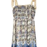 Karen Millen  Placed Border Print Tie Strap Metallic Smocked Midi Dress US 20 Photo 3