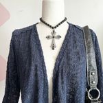 Style‎ & Co Navy Blue Sheer Open Cardigan, Boho Casual Minimalist Classic Medium Photo 1