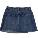 We The Free Denim Medium Wash Front Zipper Frayed Cut Off Casual Mini Skirt Photo 1