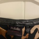 Rafaella NWOT  women’s leopard print faux leather neck long sleeve‎ blouse large Photo 4