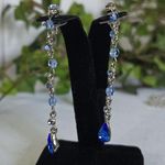 Vintage Art Deco Vibes Silver and Blue Crystal Necklace and Earrings Set Photo 7